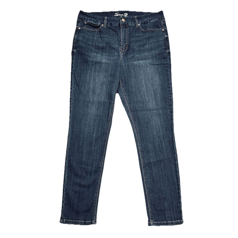 Seven7 Tummyless High Rise Skinny Jeans 16 (35x28.5) Blue Denim Stretch Womens